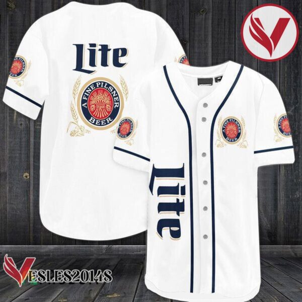 White Miller Lite Baseball Jersey, Perfect Gifts For Fans - Vesles2014S