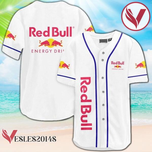 White Redbull Energy Drink Baseball Jersey, Perfect Gifts For Fans - Vesles2014S