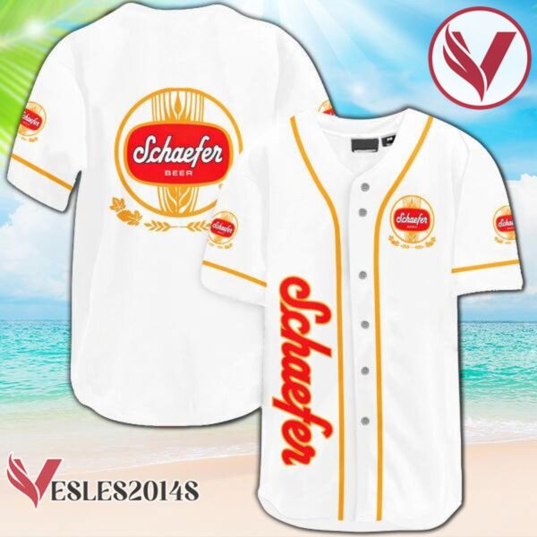 White Schaefer Beer Baseball Jersey, Perfect Gifts For Fans - Vesles2014S