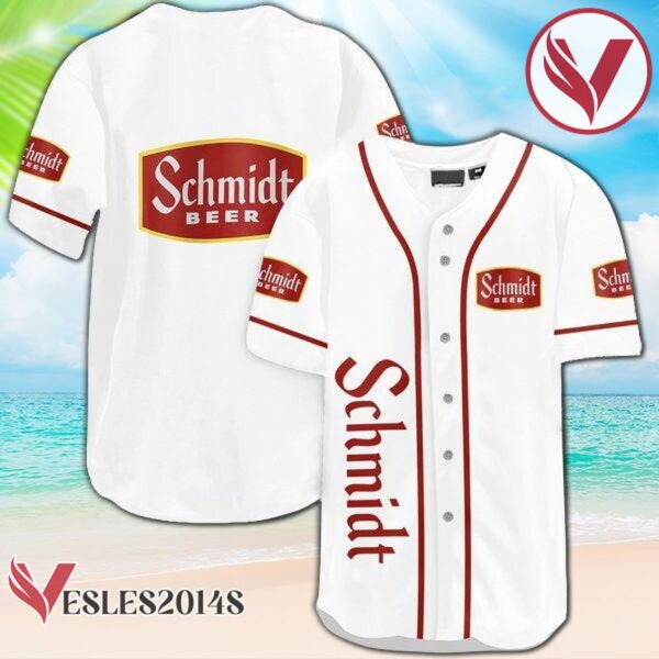 White Schmidt's Beer Baseball Jersey, Perfect Gifts For Fans - Vesles2014S