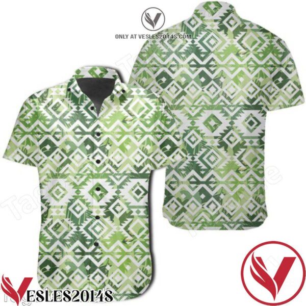White Seamless Ethnic Pattern Monstera Leaf Hawaiian Shirt, Unique Gifts For Friends - Vesles2014S 1