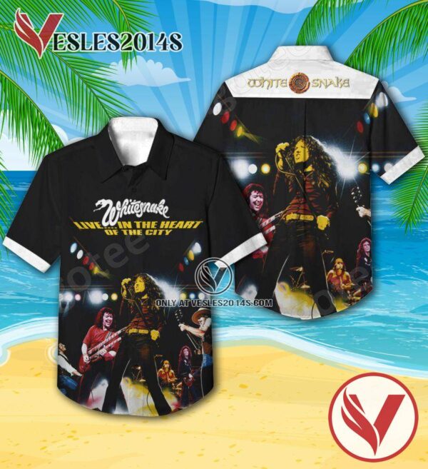 Whitesnake Live In The Heart Of The City Album Cover Hawaiian Shirt, Unique Gifts For Music Lovers - Vesles2014S