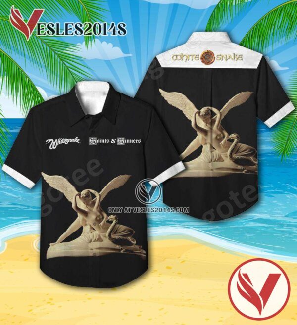 Whitesnake Saints And Sinners Album Cover Hawaiian Shirt, Unique Gifts For Music Lovers - Vesles2014S