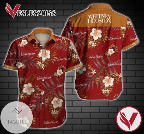 Whitney Houston Hawaiian Graphic Print Short Sleeve Hawaiian Casual Shirt Vesles2014S 1