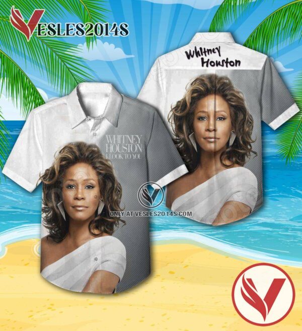 Whitney Houston I Look To You Album Cover Hawaiian Shirt, Unique Gifts For Music Lovers - Vesles2014S