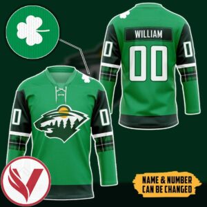 Wild St. Patrick's Day Custom Name Custom Number Hockey Jersey, Trending Gifts For Fans - Vesles2014s 1