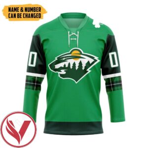 Wild St. Patrick's Day Custom Name Custom Number Hockey Jersey, Trending Gifts For Fans - Vesles2014s