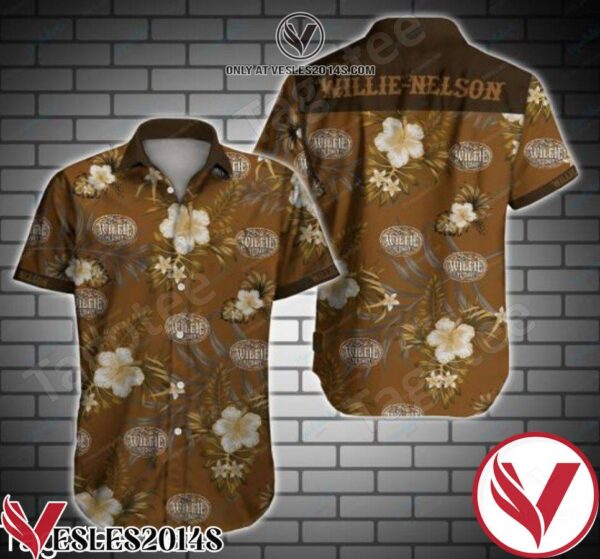 Willie Nelson Tropical Floral Brown Hawaiian Shirt, Unique Gifts For Friends - Vesles2014S 1