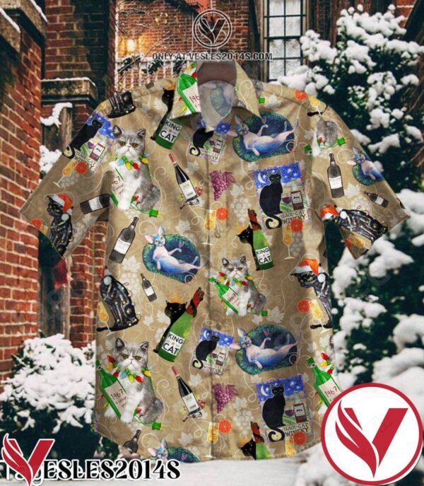 Wine And Cats Hawaiian Shirt, Unique Gifts For Friends - Vesles2014S 1