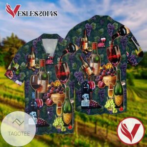 Wine grapes For Men And Women Graphic Print Short Sleeve Hawaiian Casual Shirt Vesles2014S 1