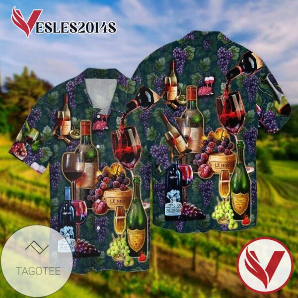 Wine grapes For Men And Women Graphic Print Short Sleeve Hawaiian Casual Shirt Vesles2014S 1