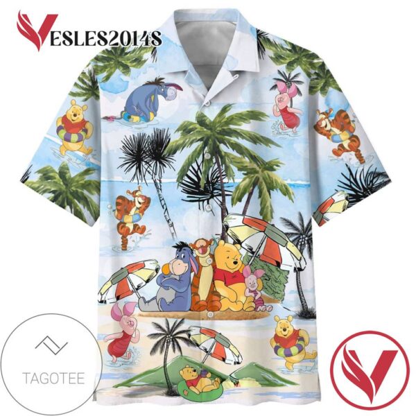 Winnie The Pooh And Friend Hawaiian Graphic Print Short Sleeve Hawaiian Casual Shirt Vesles2014S 1