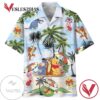 Winnie The Pooh And Friend Hawaiian Graphic Print Short Sleeve Hawaiian Casual Shirt Vesles2014S