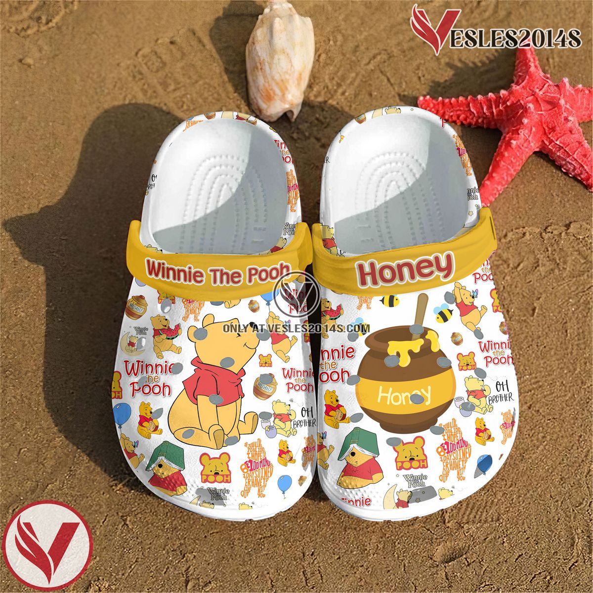 Winnie The Pooh Cartoon Crocs Crocband Clogs Shoes Comfortable For Men Women and Kids Style 7, Unique Gift From Vesles2014S