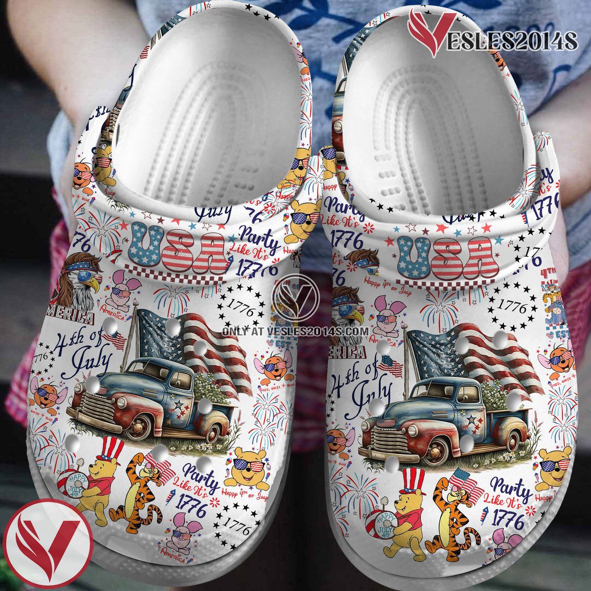 Winnie The Pooh Cartoon Crocs Crocband Clogs Shoes Comfortable For Men Women and Kids Style 8, Unique Gift From Vesles2014S