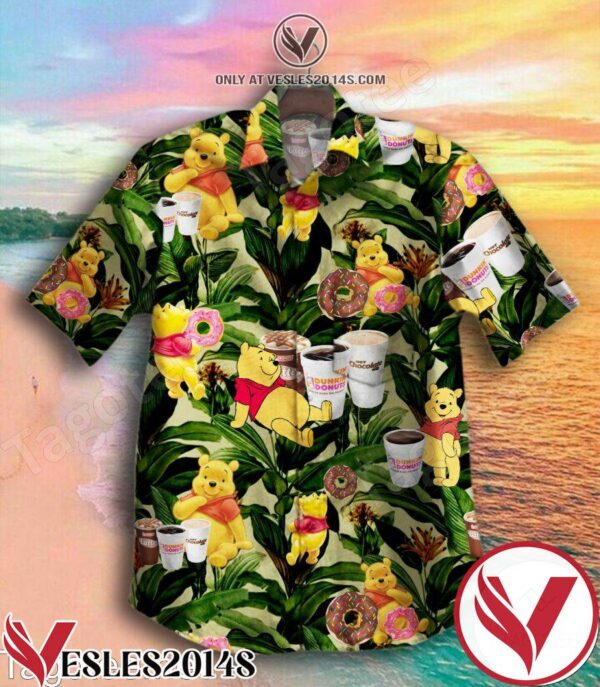 Winnie The Pooh Dunkin Donuts Leaf Hawaiian Shirt, Unique Gifts For Friends - Vesles2014S 1