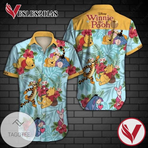 Winnie The Pooh Hawaiian Graphic Print Short Sleeve Hawaiian Casual Shirt Vesles2014S 1