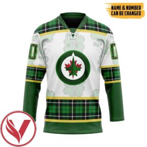Winnipeg Jets St Patrick Day Custom Name Custom Number Hockey Jersey, Trending Gifts For Fans - Vesles2014s
