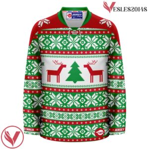 Winter Greens Ugly Sweater Pattern Christmas Hockey Jersey - Vesles2014S 2