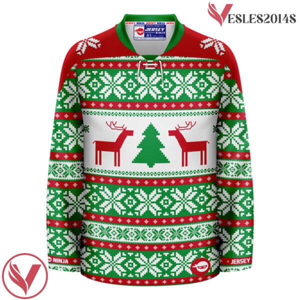 Winter Greens Ugly Sweater Pattern Christmas Hockey Jersey - Vesles2014S 2