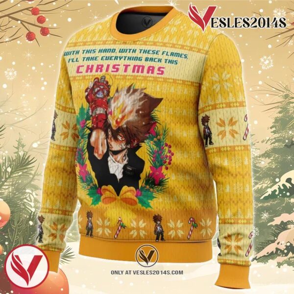With This Hand, With These Flames Katekyo Hitman Reborn Ugly Christmas Sweater, Unique Christmas Gift For Fans - Vesles2014S 1