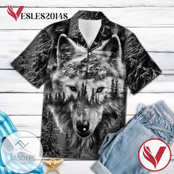 Wolf Animal Lovers Hawaiian Graphic Print Short Sleeve Hawaiian Casual Shirt Vesles2014S 1