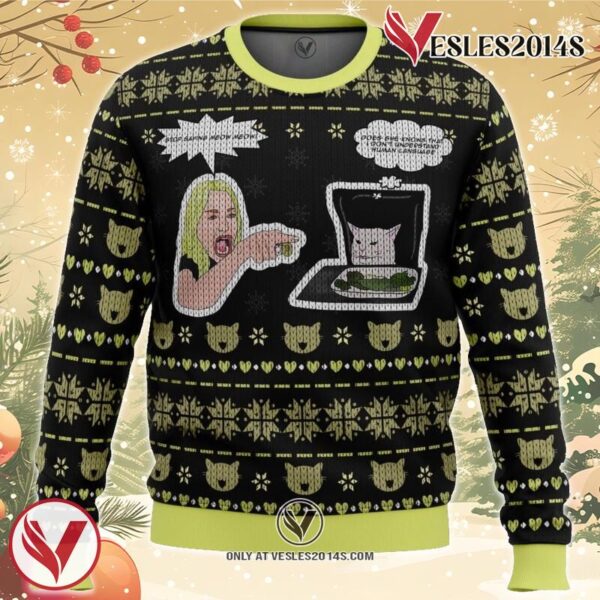 Woman Yelling At Cat Meme Ugly Christmas Sweater, Unique Christmas Gift For Fans - Vesles2014S