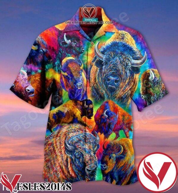 Wonderful Animal World Buffalo Colorful Hawaiian Shirt, Unique Gifts For Friends - Vesles2014S 1