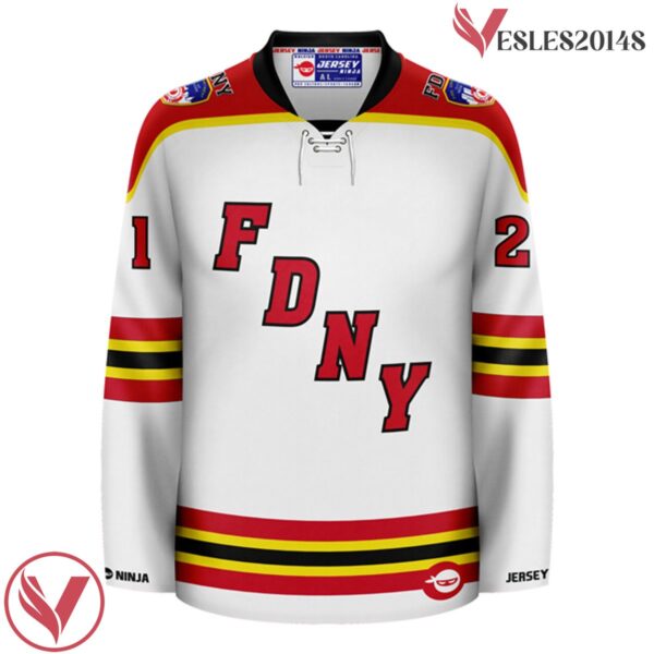 Wordmark FDNY White Hockey Jersey - Vesles2014S 2