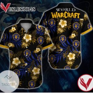 World Of Warcraft Alliance Hawaiian Graphic Print Short Sleeve Hawaiian Casual Shirt Vesles2014S 1