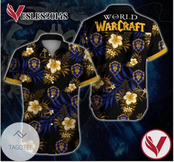 World Of Warcraft Alliance Hawaiian Graphic Print Short Sleeve Hawaiian Casual Shirt Vesles2014S 1