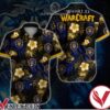 World Of Warcraft Alliance Yellow Tropical Floral Black Hawaiian Shirt, Unique Gifts For Friends - Vesles2014S 1