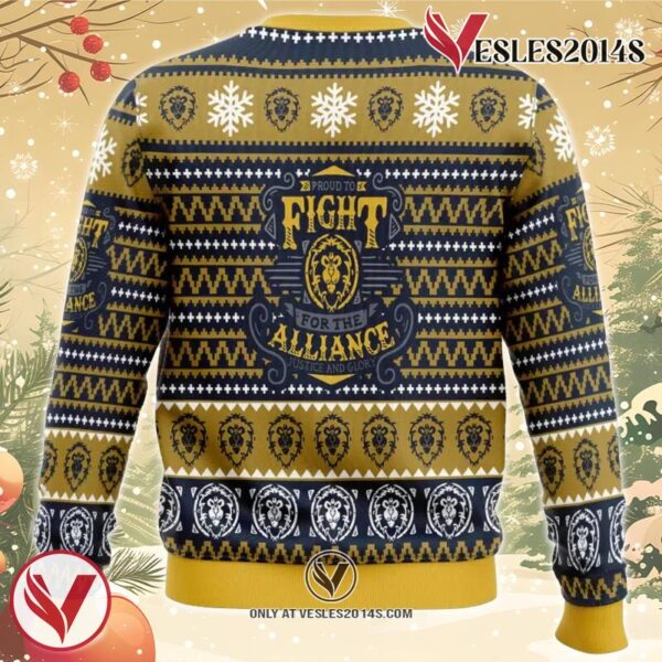 World Of Warcraft Fight for Alliance Ugly Christmas Sweater, Unique Christmas Gift For Fans - Vesles2014S 1
