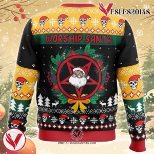 Worship Santa Ugly Christmas Sweater, Unique Christmas Gift For Fans - Vesles2014S 1