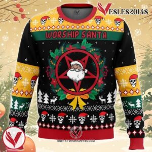 Worship Santa Ugly Christmas Sweater, Unique Christmas Gift For Fans - Vesles2014S