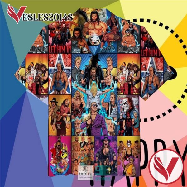 Wrestling Cartoon Character Collage Casual Hawaiian Shirt, Best Gifts For Summer Vesles2014S 1