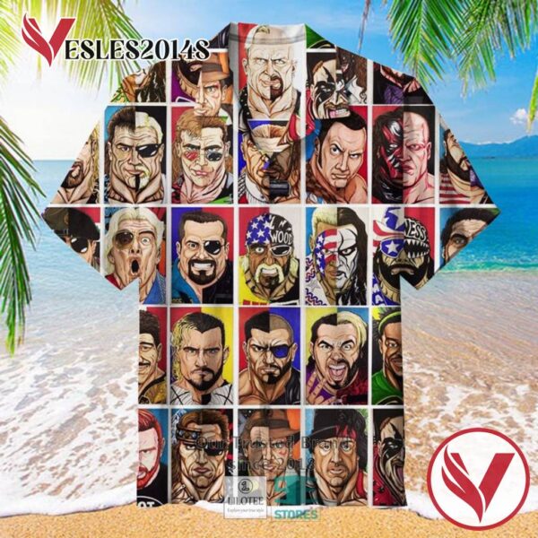 Wrestling Character Collage Casual Hawaiian Shirt, Best Gifts For Summer Vesles2014S 1