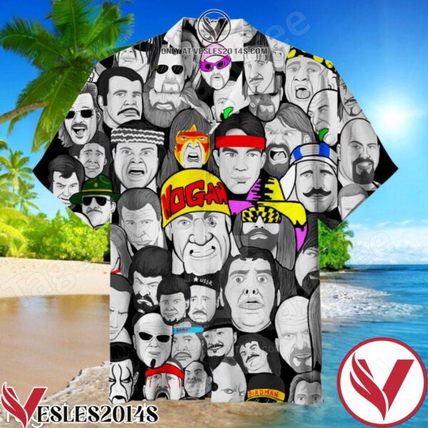 Wrestling Character Face Collage Art Hawaiian Shirt, Unique Gifts For Friends - Vesles2014S 1