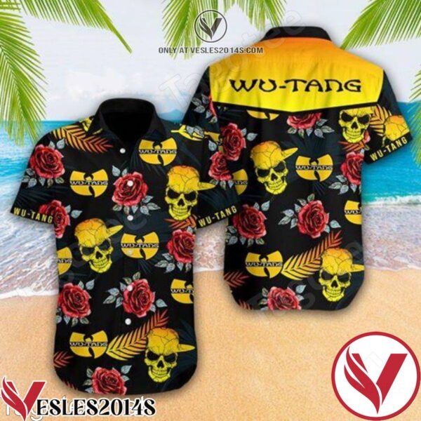 Wu Tang Skull Roses Black Hawaiian Shirt, Unique Gifts For Friends - Vesles2014S 1