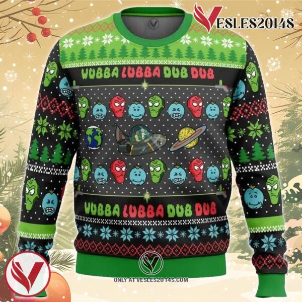 Wubba Lubba Rick and Morty Ugly Christmas Sweater, Unique Christmas Gift For Fans - Vesles2014S