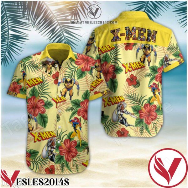 X Men Red Hibiscus Yellow Hawaiian Shirt, Unique Gifts For Friends - Vesles2014S 1