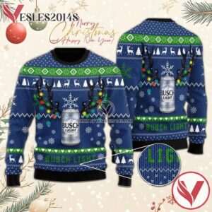 Xmas Deer Busch Light Ugly Christmas Sweater, Unique Winter Outfits For Fans - Vesles2014S  1