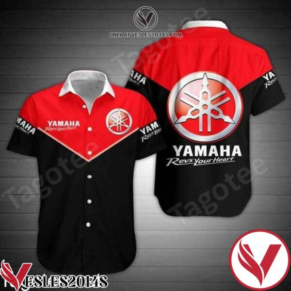 Yamaha Logo Revs Your Heart Black And Red Hawaiian Shirt, Unique Gifts For Friends - Vesles2014S 1