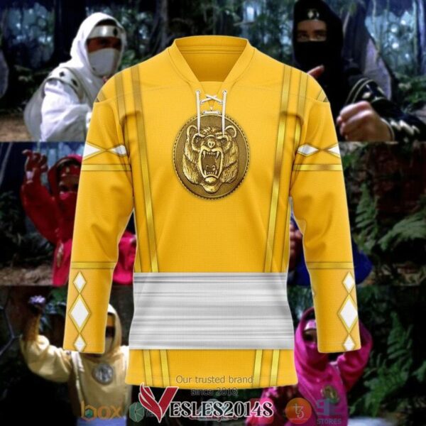 Yellow Bear Ninja Mighty Morphin Power Rangers Ninjetti Hockey Jersey Shirt, Trending Gifts For Fans - Vesles2014s 2