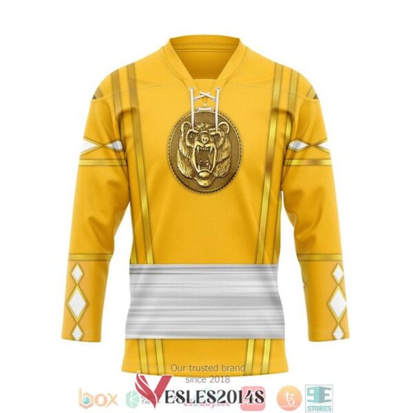 Yellow Bear Ninja Mighty Morphin Power Rangers Ninjetti Hockey Jersey Shirt, Trending Gifts For Fans - Vesles2014s