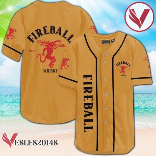 Yellow Fireball Whiskey Baseball Jersey, Perfect Gifts For Fans - Vesles2014S