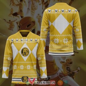 Yellow Mighty Morphin Power Ranger Ugly Hockey Jersey Shirt, Trending Gifts For Fans - Vesles2014s 2
