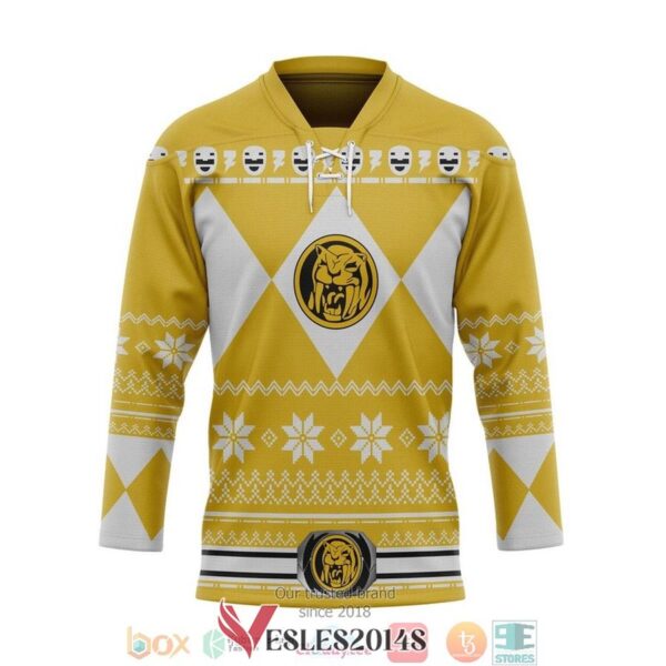 Yellow Mighty Morphin Power Ranger Ugly Hockey Jersey Shirt, Trending Gifts For Fans - Vesles2014s