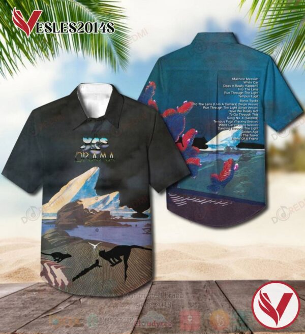 Yes Drama Black Blue Album Hawaiian Shirt, Best Gift For Music Lovers Vesles2014S