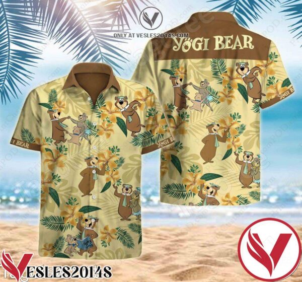 Yogi Bear Yellow Tropical Flower Hawaiian Shirt, Unique Gifts For Friends - Vesles2014S 1